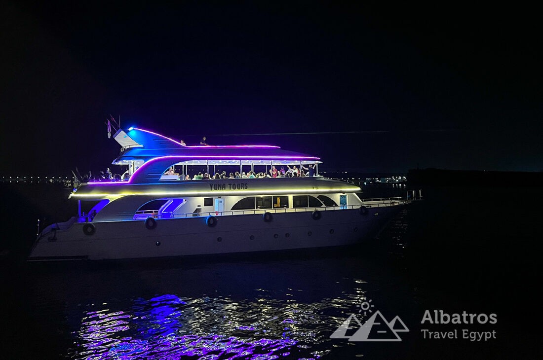 Evening dinner with a show on a ship at sea-40